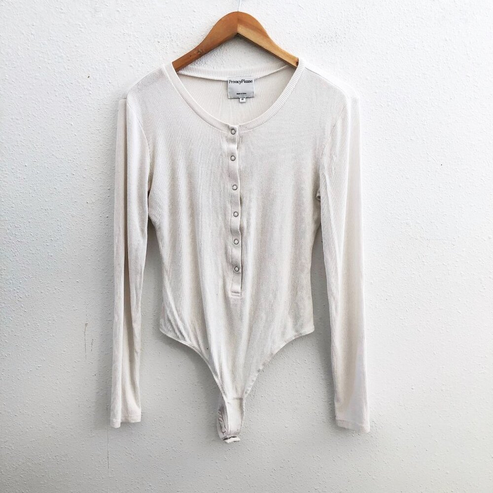 PRIVACY PLEASE Ribbed Knit Long Sleeve‎ Bodysuit Size Medium